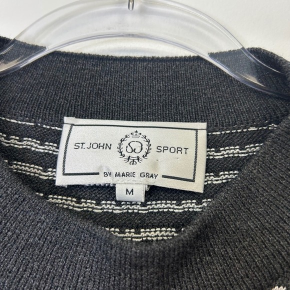 St John Sport Santana Knit Sweater Women's Size Medium Black Sequin Y2K - Picture 3 of 10